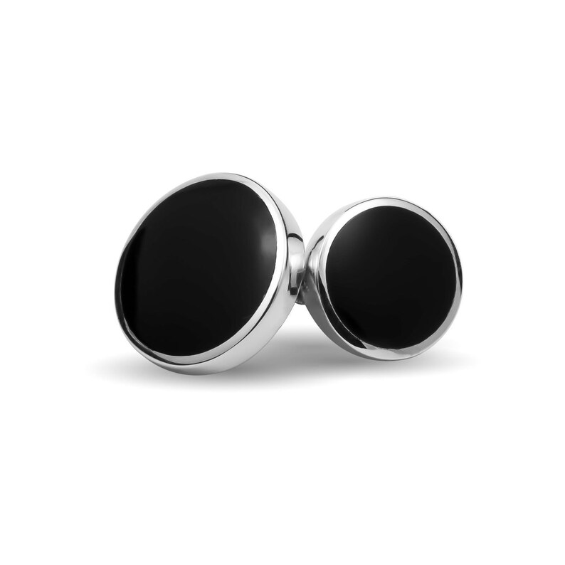 Sterling Silver ONYX Double Sided Cufflinks Boxed