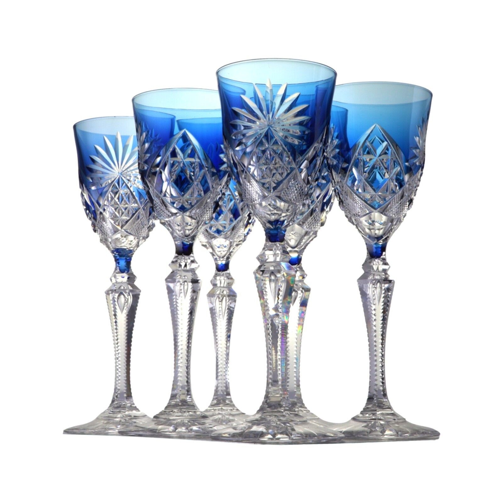 VAL St LAMBERT Crystal - MUNSTER Cut - Set 6 Hock Wine Glass
