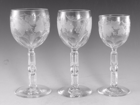 ANTIK WEIN Kleines Weinglas / Gläser - Fruiting Vine Muster (M) - Set von 6 M