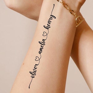 Custom Temporary Tattoo Women, Kids Names (Set of 3)
