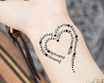 Tatuajes temporales personalizados con nombres de nietos y nietos para mamá y abuela (juego de 3)