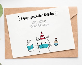 Pandemic Birthday Card Digital Download Quarantine Birthday | Etsy
