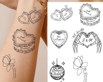 Tatuajes temporales de boda caprichosos: estación de flash moderna y personalizada