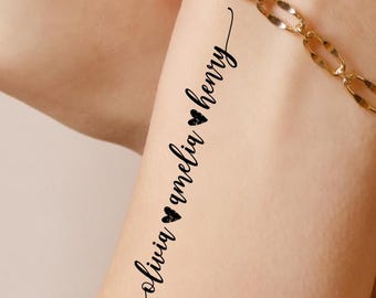Tatuajes temporales personalizados para mujeres y niños (juego de 3)