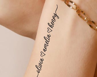Tatuajes temporales personalizados para mujeres, niños y nietos (juego de 3)