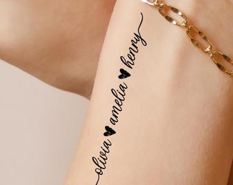 Tatuajes temporales personalizados para mujeres, niños y nietos (juego de 3)
