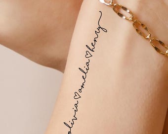 Tatuajes temporales personalizados para mujeres, niños y nietos (juego de 3)
