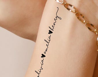 Tatuajes temporales personalizados para mujeres, niños y nietos (juego de 3)