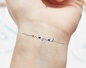 Custom Temporary Tattoo Women, Personalized, Kids Initials (Set of 3)