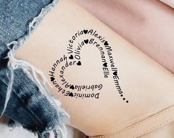Tatuajes temporales personalizados con nombres de nietos y nietos para mamá y abuela (juego de 3)