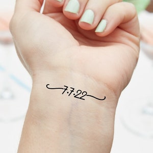 Custom Temporary Tattoo Women, Personalized Date (Set of 3)