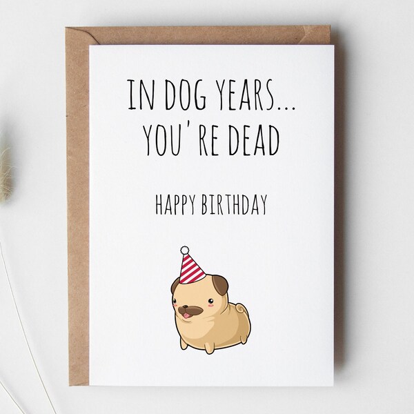 Pug Birthday Card - Etsy