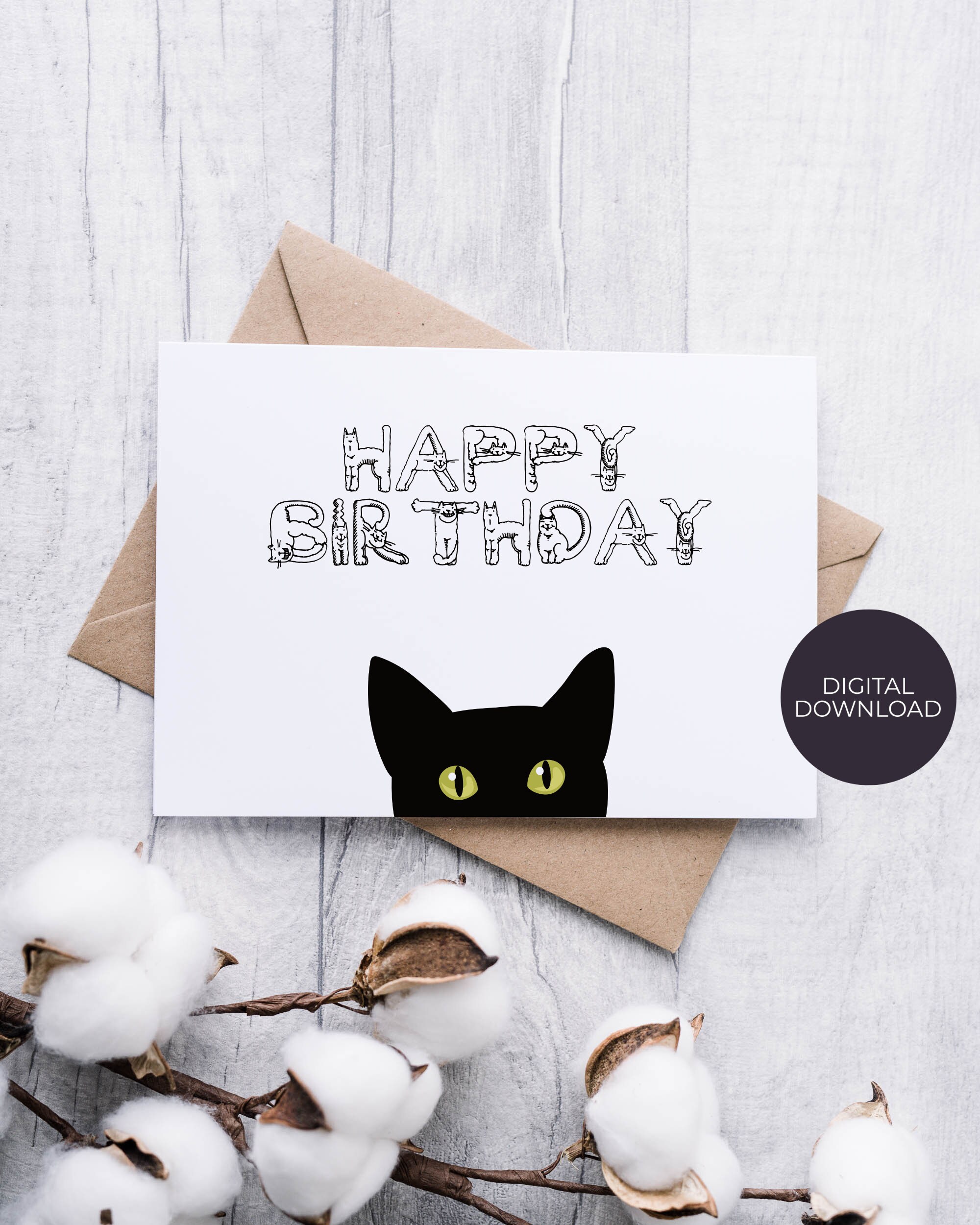 Tarjeta de cumpleaños linda de la historieta del gato y de las flores | Vector Premium Tarjeta de cumpleaños linda de la historieta del gato y de las flores | Vector Premium