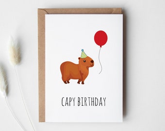 Printable Capybara Birthday Card - Etsy