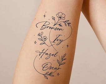 Tatuaje temporal con nombre personalizado - Nombres infantiles personalizados, juego de 3