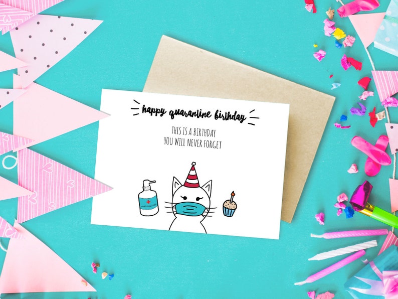 Quarantine Birthday Card Printable Cat Mom Dad Card Funny | Etsy