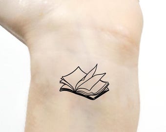 Tatuaje temporal de libro - Regalo para lectores (juego de 3, 2,5 cm de ancho)