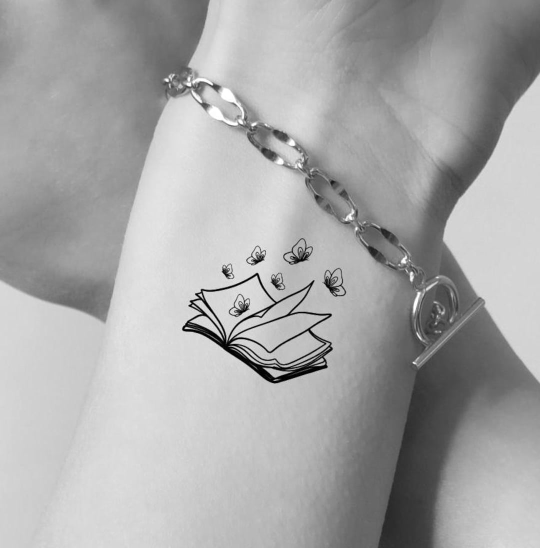 Book Temporary Tattoo, Bookworm Book Lover Reader Gift Idea, Semi Permanent  (set of 3) - Etsy, image size:1080x1096
