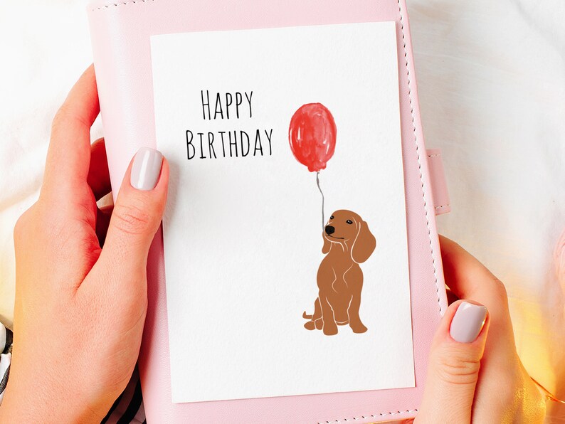 Dog Birthday Cards PRINTABLE DOWNLOAD Daschund Gifts Etsy