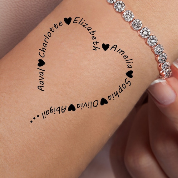 Custom Temporary Tattoo, Heart With Names (set of 3) - Etsy