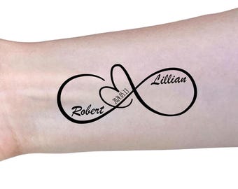 Custom Name Temporary Tattoo - Personalized Couple/Kids Design (Set of 3)