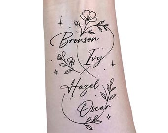 Tatuajes temporales con nombres personalizados - Nombres infantiles personalizados (juego de 3)