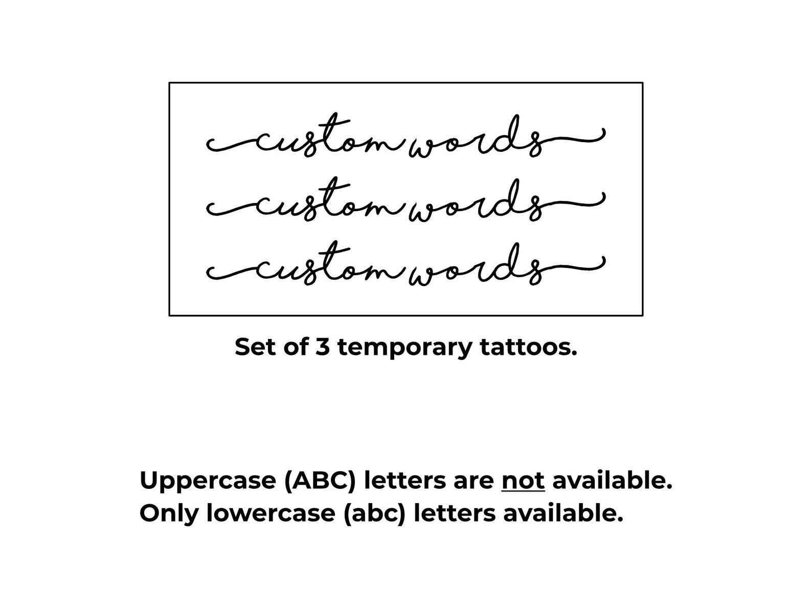 Custom Temporary Tattoo Women Personalized set of 3 Etsy