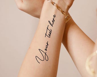 Tatuaje temporal de palabras personalizadas (juego de 3) - Nombre personalizado, escritura a mano y firma