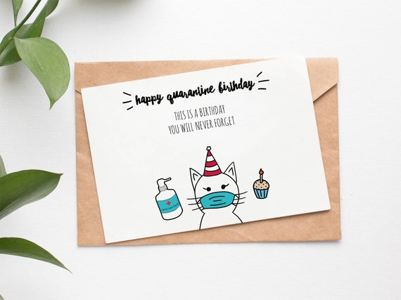 Quarantine Birthday Card Printable Cat Mom Dad Card Funny Etsy
