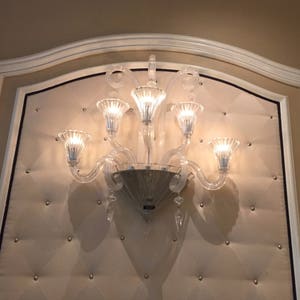 Sconces , applique or wall lamp, in Murano blown glass, crystal color and replacements spare parts for chandeliers by Venini,in blown glass