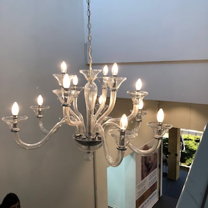 Chandelier ,in Murano blown glass, transparent color, available with various lights and spare parts for chandeliers with broken pieces