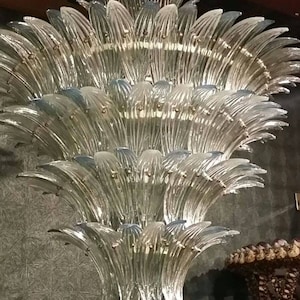 Chandelier, in Murano glass, transparent and gold color