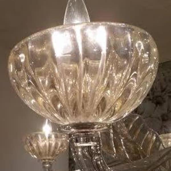 Leaf and cup, spare parts or replacements for chandeliers by Venini, Mazzega, Artemide, Toso, Barovier, with broken pieces, in Murano glass