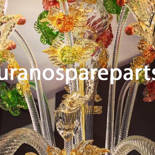 Fleur Verre Murano Pour Lustre - Remplacement Abat-jour - ø 7,4 Cm - Vintage Italie