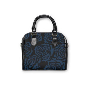 Elegant Blue Rose Shoulder Handbag, Chic Tote, Handbag with Rose Print, Stylish Women&#39;s Purse, Perfect Gift for Her