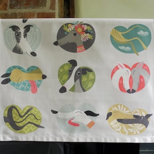 Noses & Poses Tea Towel, Cute Gift for Lovers of Greyhounds, Whippets, Lurchers, Galgos, Podencos, Sighthounds and Rescue Dog Owners