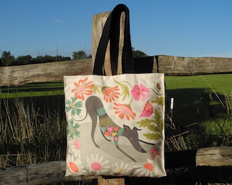 Greta Greyhound Cotton Tote Bag for Lovers of Whippets, Lurchers, Galgos, Italian Greyhounds, Sighthounds, Rescue Dogs