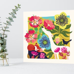 Dog Rose Greeting Card. Cheerful Design for Greyhound, Whippet, Lurcher, Galgo, Sighthound & Rescue Dog Owners