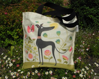 Freddie the Tripod Cotton Tote Bag, Sweet Gift for Owners of 3 Legged Dogs, Greyhounds, Whippets, Lurchers, Galgos, Sighthounds