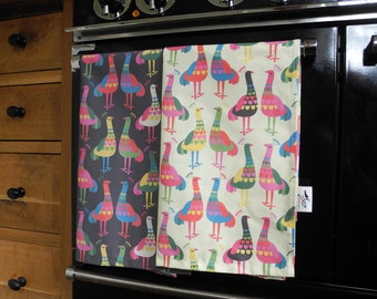 Peacock Tea Towels: 100% Cotton, Made in England, Set of 2