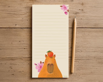 Cappyness Notepad, Zen Capybara & Cherry Blossom Cuteness!