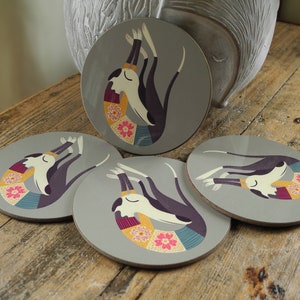 Fred the Whippet Coaster Set of 4, Cute Gift for Lovers of Whippets, Greyhounds, Lurchers, Dogs