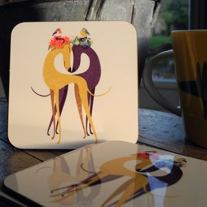 Hounds of Love Coasters: Elegant Greyhound, Whippet, Lurcher Art - Set of 4