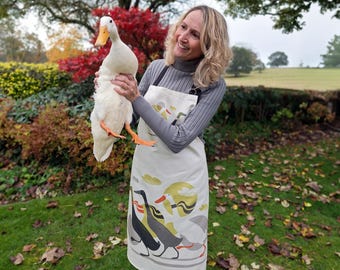 Derbyshire Ducks Apron, Delightful Gift for Duck Devotees with Indian Runner Ducks Illustration