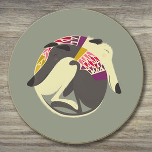 Mabel & Olive Coaster, Cute Gift for Lovers of Lurchers, Greyhounds, Whippets, Sighthounds and Rescue Dogs