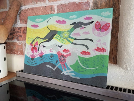 Zoomies Glass Chopping Board for Whippet, Greyhound, Lurcher and Sighthound Lovers