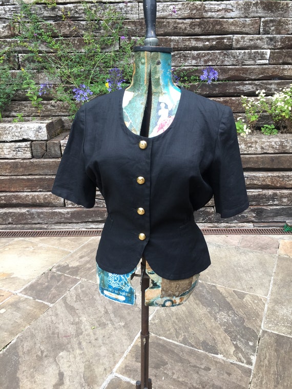 Vintage Valentino Black Linen Shirt