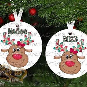 Personalized Reindeer Christmas Ornament, Christmas 2024 ornament, Ornament for Kids, Cute Reindeer Ornament, Personalized gift for kids