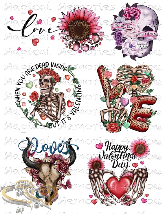Valentines Day Waterslide Decal, Laser Printed Waterslide Set, Skull and  Skeleton Waterslide, Decals for Tumblers, Sarcastic Saying decals