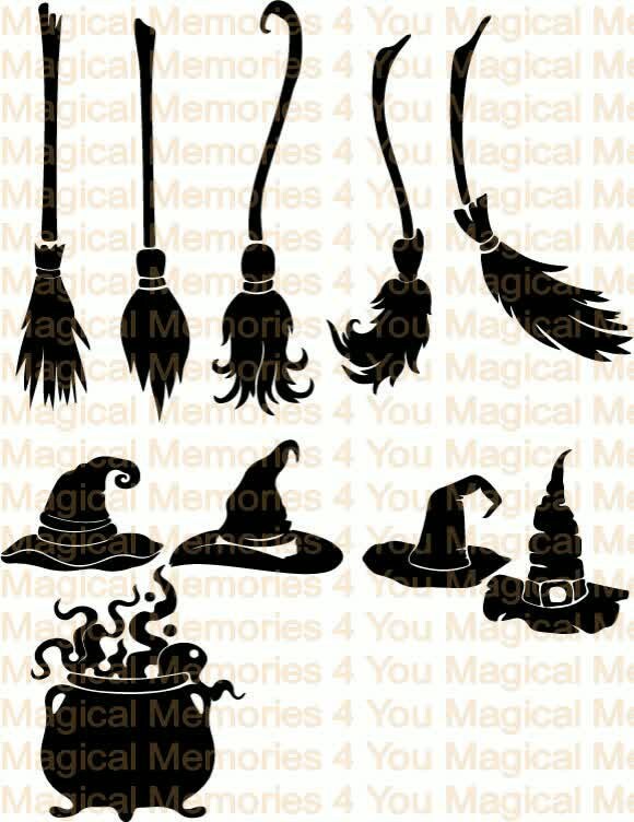 Witches Accessories Broom Sticks Witches Hats Bubbling Etsy